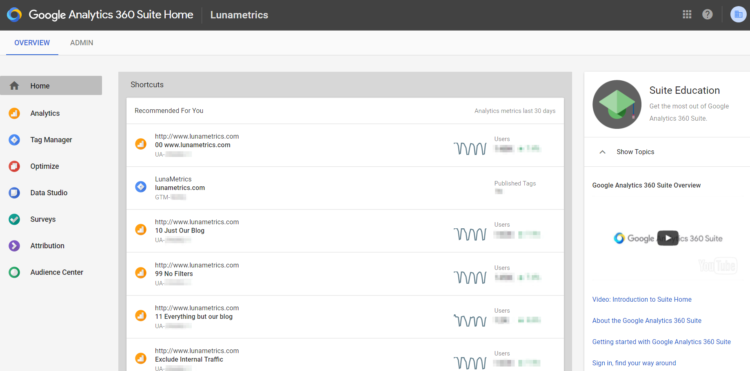 Google Analytics 360 screenshot 1