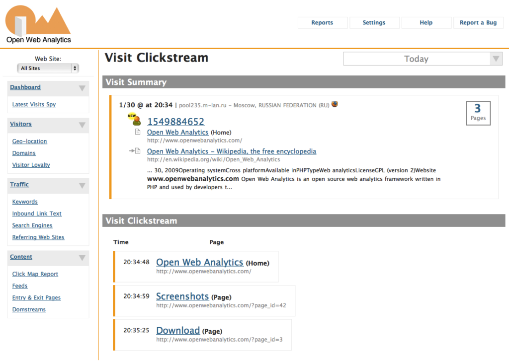 Open Web Analytics screenshot 4