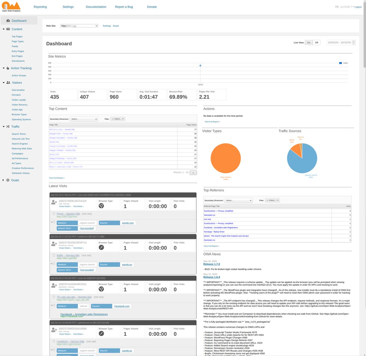 Open Web Analytics screenshot 5