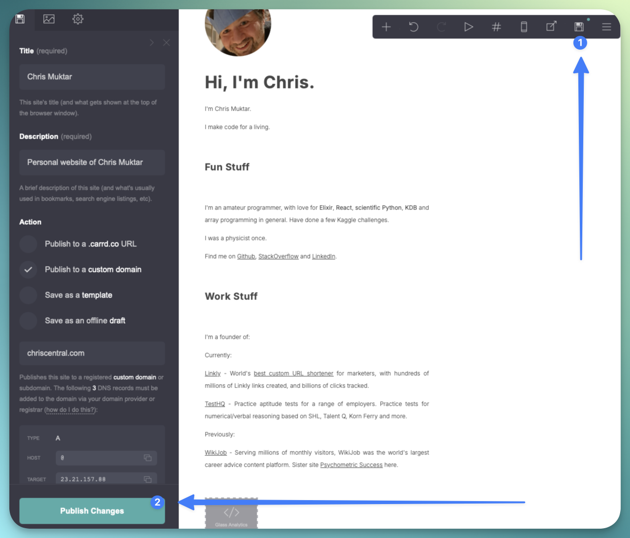 Publish your changes. Publish your changes.