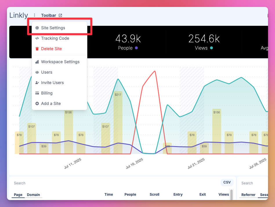 Enter your site, and edit your site settings.
